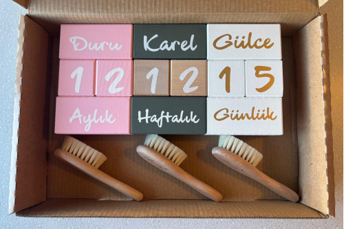 Ahşap Anı Küpleri & Fırça Seti 