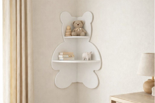 Ayıcık Beyaz Köşe Rafı