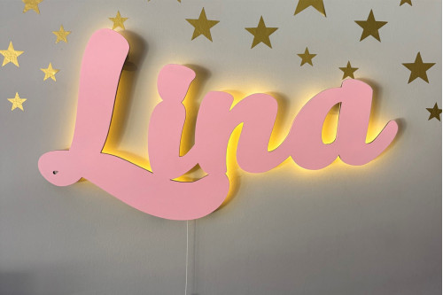 Ahşap Adına Özel Işıklı Lamba
