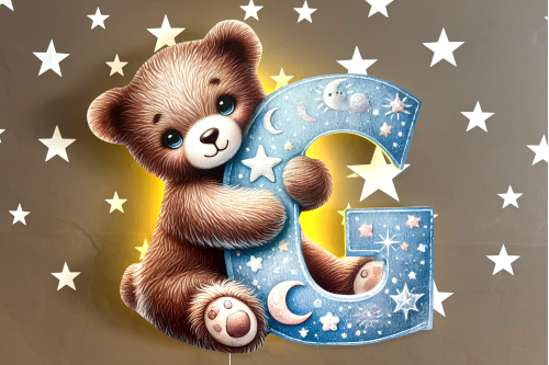 Ayıcıklı Mavi Harf Lambalar