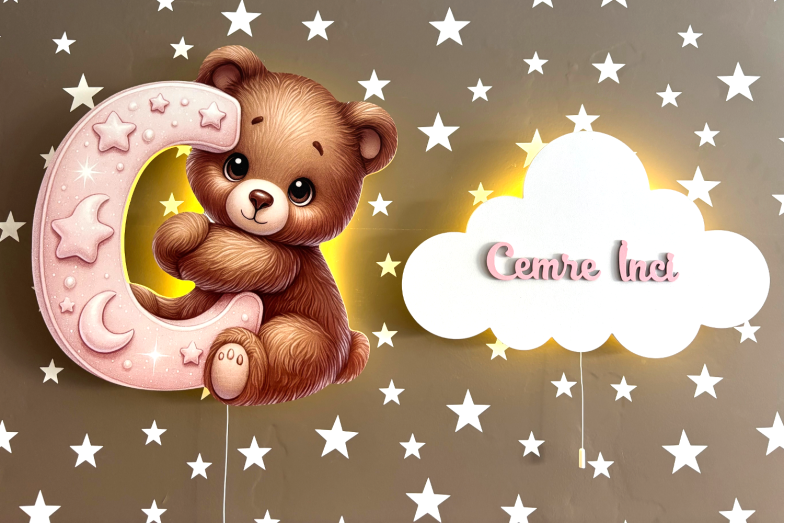 Ayıcıklı Pembe Harf Lamba Koleksiyonu