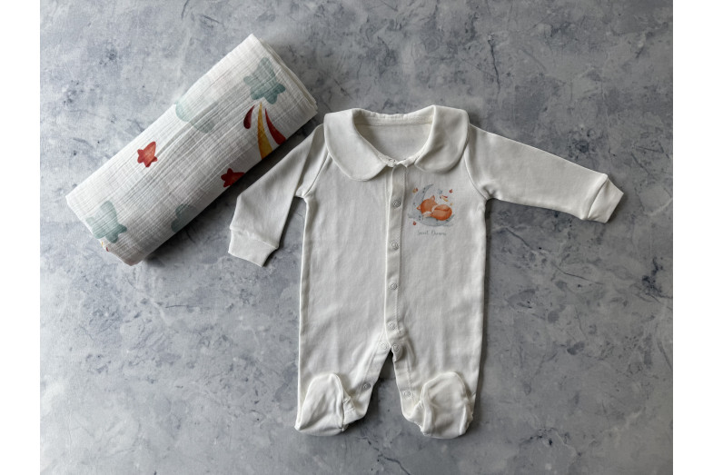 Fox Bebek Müslin & Tulum Seti Fox Bebek Müslin & Tulum Seti