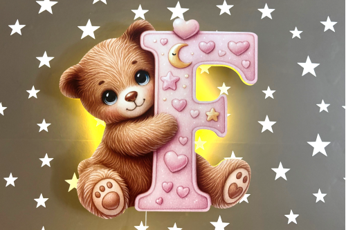 Ayıcıklı Pembe Harf Lambalar