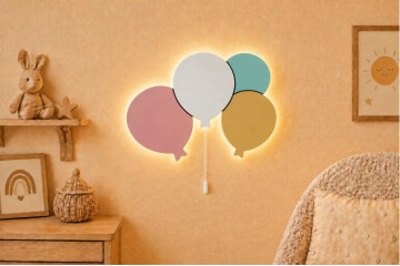 El Boyaması Ahşap Çoklu Balon Lamba-Renkli