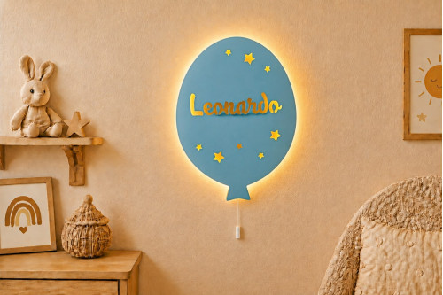 El Boyaması Ahşap İsimli Balon Lamba