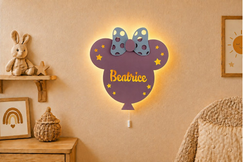 El Boyaması Ahşap Minnie Mouse Lamba