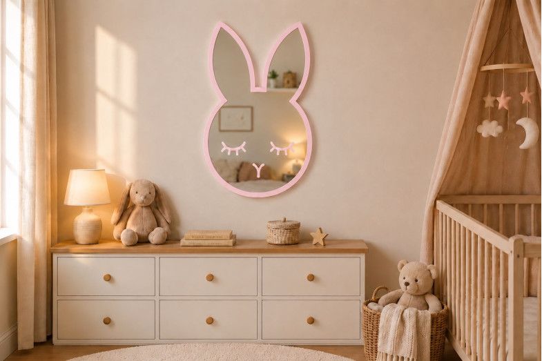 Ahşap Kırılmaz Tavşan Ayna – Pembe Ahşap Kırılmaz Tavşan Ayna – Pembe
