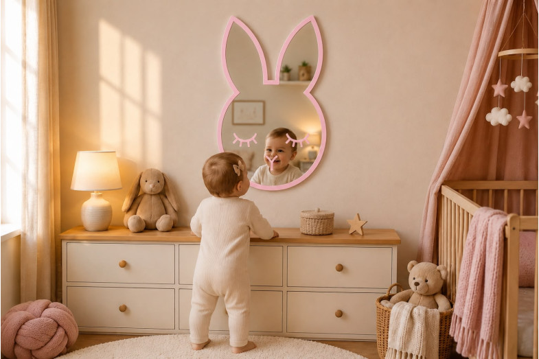 Ahşap Kırılmaz Tavşan Ayna – Pembe Ahşap Kırılmaz Tavşan Ayna – Pembe