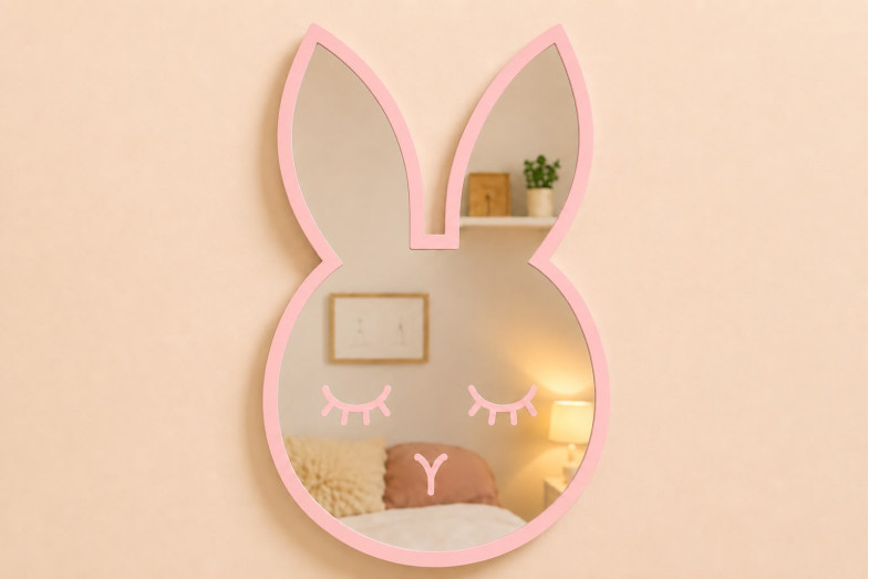 Ahşap Kırılmaz Tavşan Ayna – Pembe Ahşap Kırılmaz Tavşan Ayna – Pembe