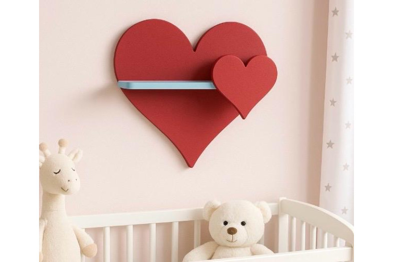 Bebek Odası Kalp Duvar Rafı