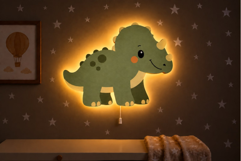 Dino 2 Ahşap Gece Lambası Dino 2 Ahşap Gece Lambası