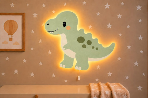 Dino 4 Ahşap Gece Lambası