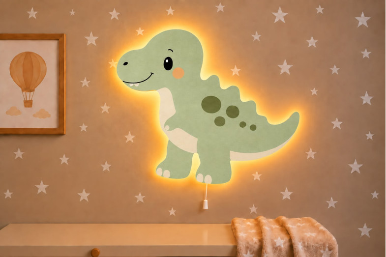 Dino 4 Ahşap Gece Lambası Dino 4 Ahşap Gece Lambası