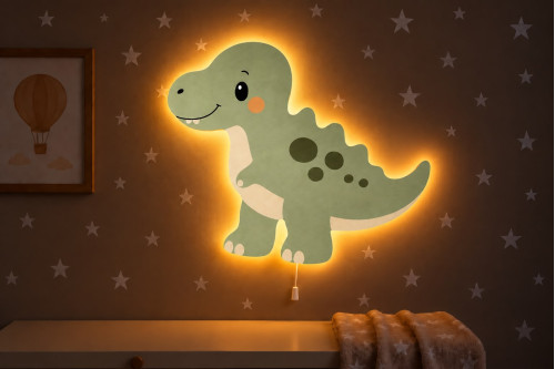 Dino 4 Ahşap Gece Lambası