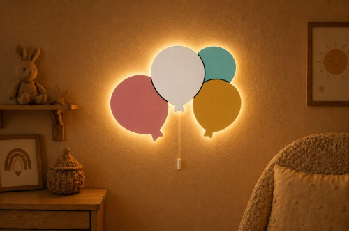 El Boyaması Ahşap Çoklu Balon Lamba