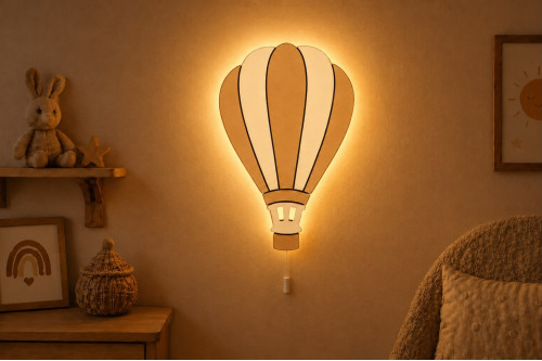 El Boyaması Ahşap Kapadokya Balon Lamba