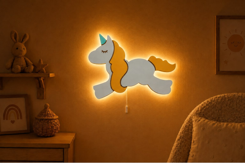 El Boyaması Ahşap Unicorn Lamba El Boyaması Ahşap Unicorn Lamba