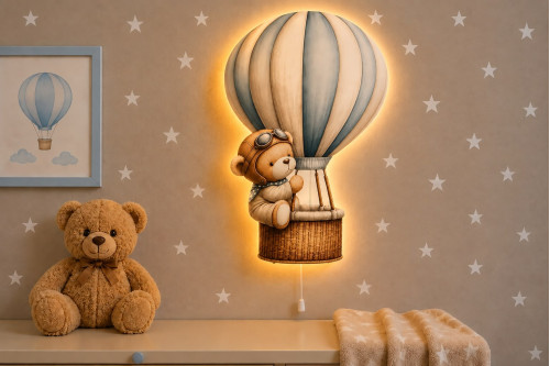 Kapadokya Balon Ahşap Gece Lambası