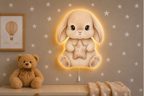 Bunny Tavşan Ahşap Gece Lambası