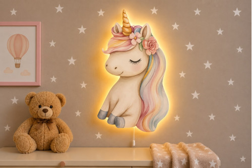 Unicorn Ahşap Gece Lambası
